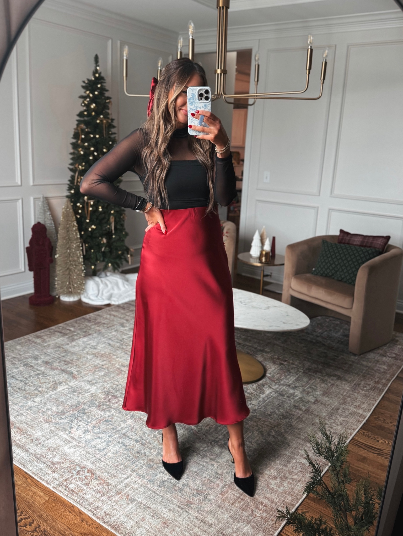 Amazon Holiday Outfit! Satin skirt, mesh bodysuit, velvet heels 

#LTKSeasonal #LTKStyleTip #LTKHoliday