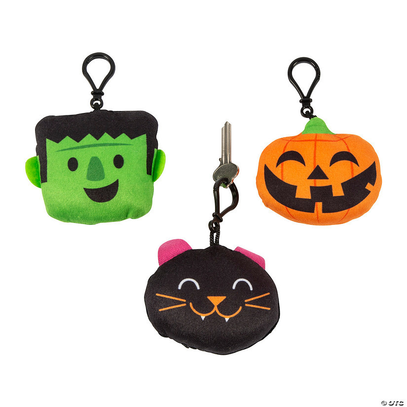 3 1/2" - 3 3/4" Halloween Stuffed Character Backpack Clip Keychains - 12 Pc. | Oriental Trading Company