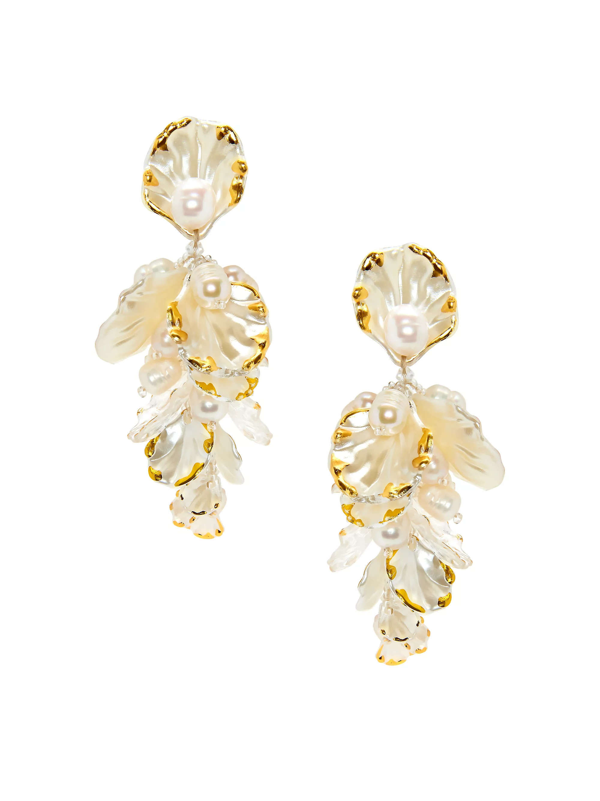 Goldtone, Mother-Of-Pearl & Imitation Pearl Clip-On Drop Earrings | Saks Fifth Avenue