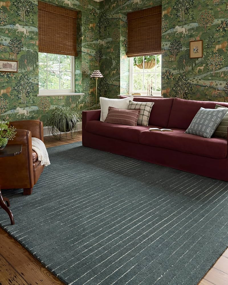 Loloi Chris Loves Julia Henry Collection HEY-01 Denim/Ivory 7'-9" x 9'-9", .50" Pile Height, Area... | Amazon (US)