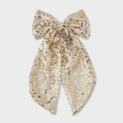 Sequin Hair Bow with 2026 Charm - Gold | Target