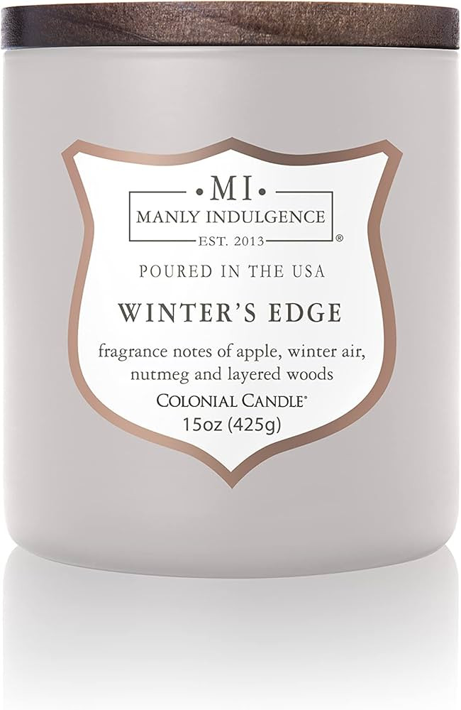 Manly Indulgence Winters Edge Scented Jar Candle, Wood Wick, Premium Soy Blend White Wax, 60 hr B... | Amazon (US)