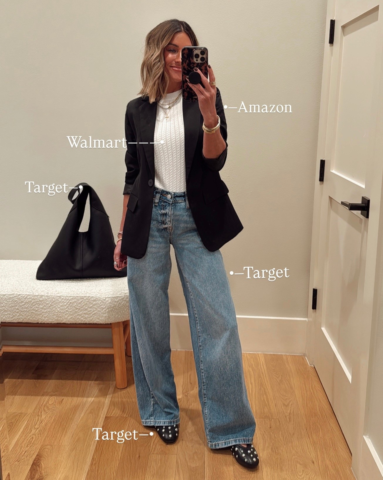 A blazer and jeans will forever be one of my favorite outfit combos! 🖤 Everything is true to size, my jeans are the exact ones linked, I just removed the tie that comes on them. 

#LTKSaleAlert #LTKFindsUnder50 #LTKWorkwear