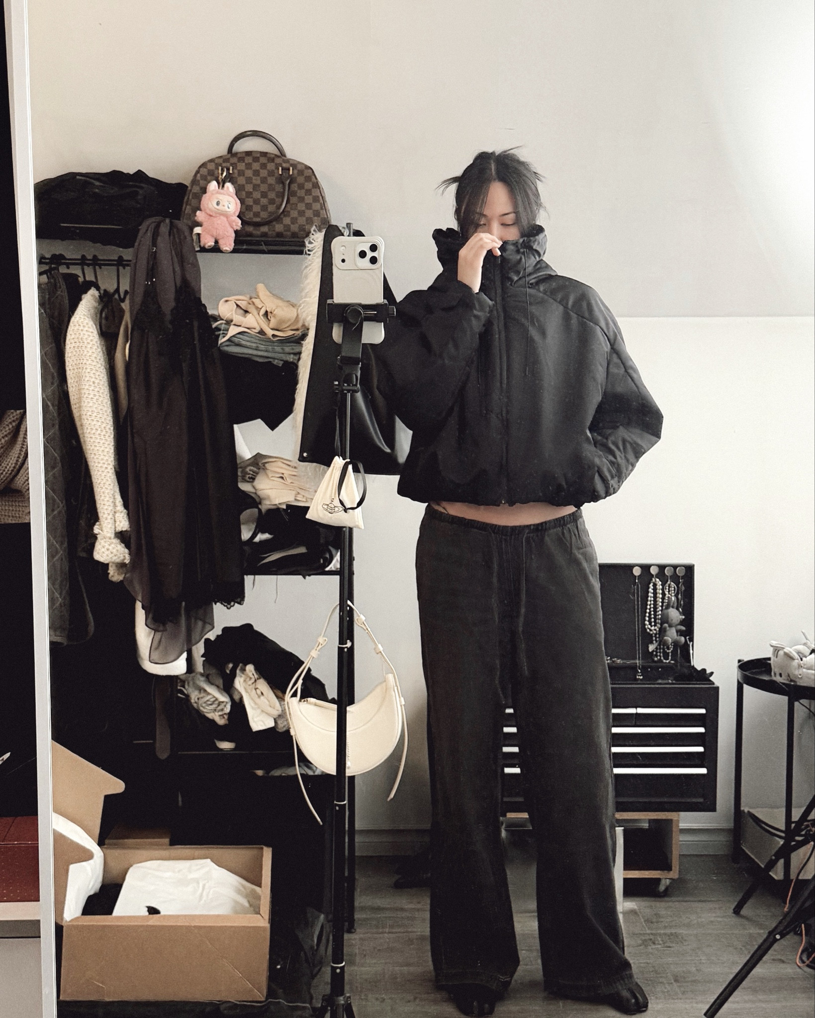 More Zara windproof & water repellent puffer jacket love. 5’7, size small (I downsized because this jacket is roomy). I like that when it zips up it covers half of my face. I feel cool like a ninja 😎 love the entire design of this. Silhouette is teaaa for a bomber-style jacket. I tagged some other styles for you to check out - they released a lot that I like! This time I’m showing the entire fit. Denim style drawstring pants with grey/black wash. Soooo soft and a nice alternate casual to sweatpants if you want slightly more elevated look. #drawstringpants #denimpullonpants #pufferjacket #falljacket #winterjacket 

#LTKootd #LTKGiftGuide #LTKFindsUnder100