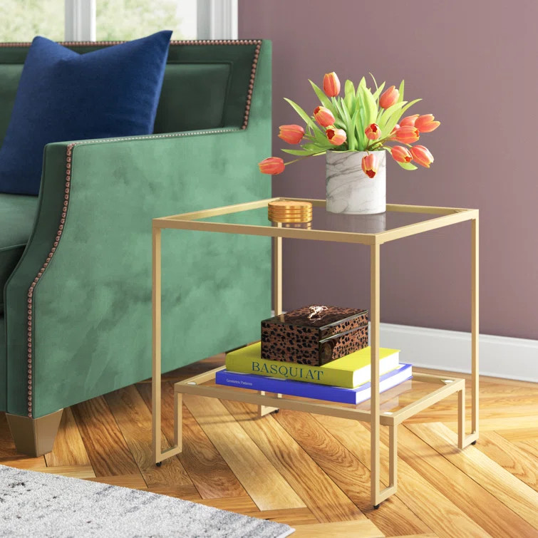Heaton 19.7'' Tall Glass Frame End Table | Wayfair North America