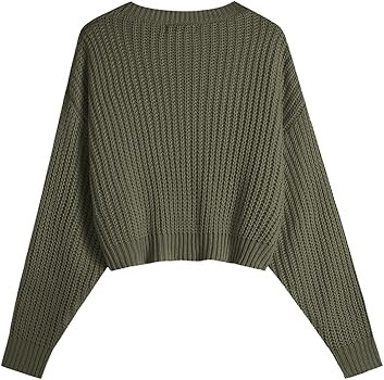 Ckikiou Spring Fall Crew Neck Batwing Cute Cropped Sweater for Women Sexy Lightweight Soft Knitte... | Amazon (US)