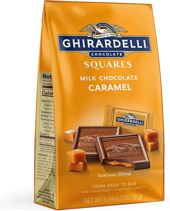 GHIRARDELLI Milk Chocolate Squares with Caramel Filling, 9.04 OZ Bag | Amazon (US)