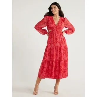 Sofia Jeans Women's and Women's Plus  Cutout Maxi Dress with Long Sleeves,  Sizes XS-5X | Walmart (US)