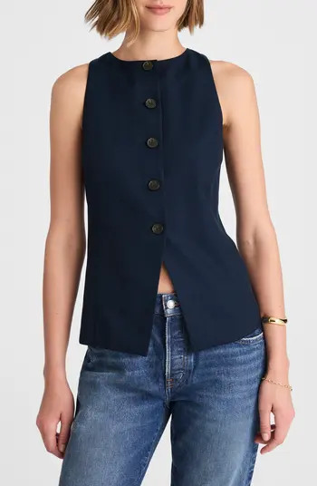 Crewneck Cutaway Drapey Twill Vest | Nordstrom