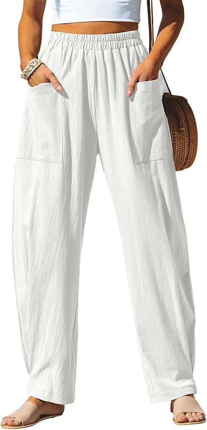 CUPSHE Women's Pants Patch Pocket Tapered Leg Elastic Waist Long Pant Casual Beach Vacation Runni... | Amazon (US)