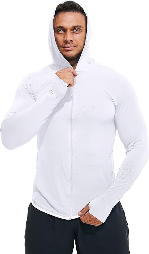 Men's Full Zip UPF 50+ Sun Protection Hoodie Long Sleeve Shirts with Pockets Light Jacket Lightwe... | Amazon (US)