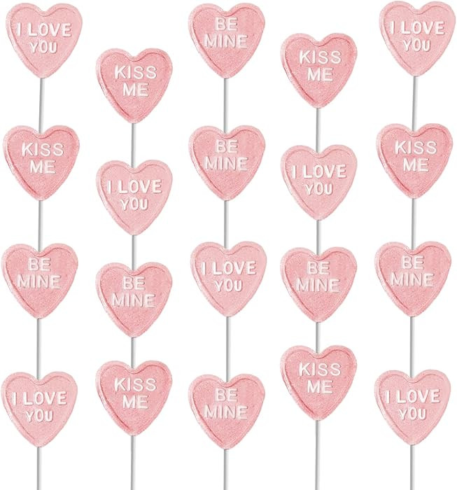 Fruidles Valentine's Heart Lollipop Candy Sucker Assortment, Dextrose Pressed Candy, Kiss me, Be ... | Amazon (US)
