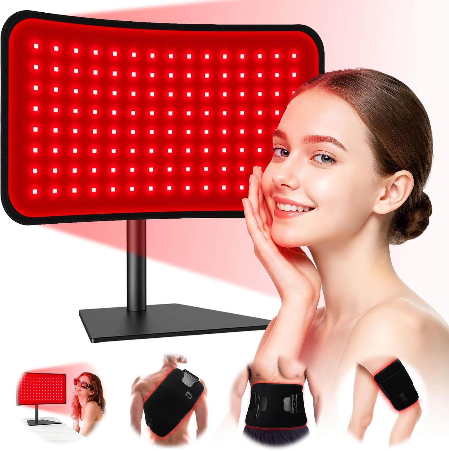 Red Light Therapy for Face & Body, 2-in-1 Red Light Panel with Belt, 660nm Red Light and 850nm Infrared Red Light Therapy Lamp, Remote Control, Adjustable Brightness & Timer for Skin Care & Relaxation | Amazon (US)