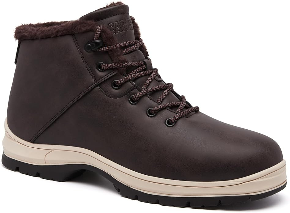 Mens Winter Snow Boots Water Resistant Warm Fur Lined Anti Slip Work Ankle Shoes Casual Lightweig... | Amazon (US)
