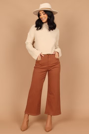 Georgette High Waisted Straight Leg Pants - Brown | Petal & Pup (US)