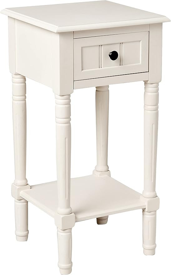 Décor Therapy Simplify Accent Table with Drawer, Antique White | Amazon (US)