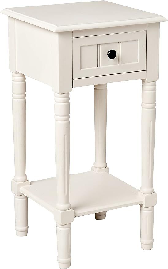 Décor Therapy Simplify Accent Table with Drawer, Antique White | Amazon (US)