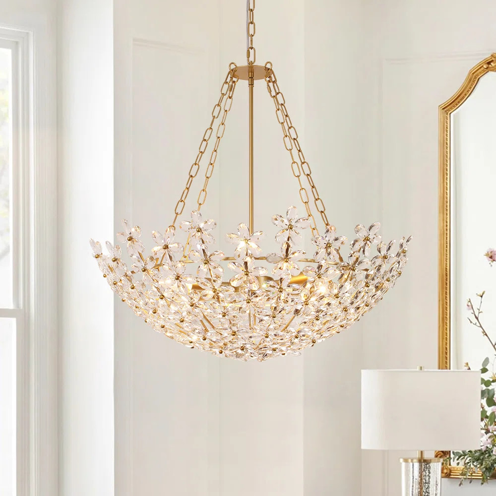 Luxury 6 - Light Basket Crystal Floral Glass Chandelier | Wayfair North America