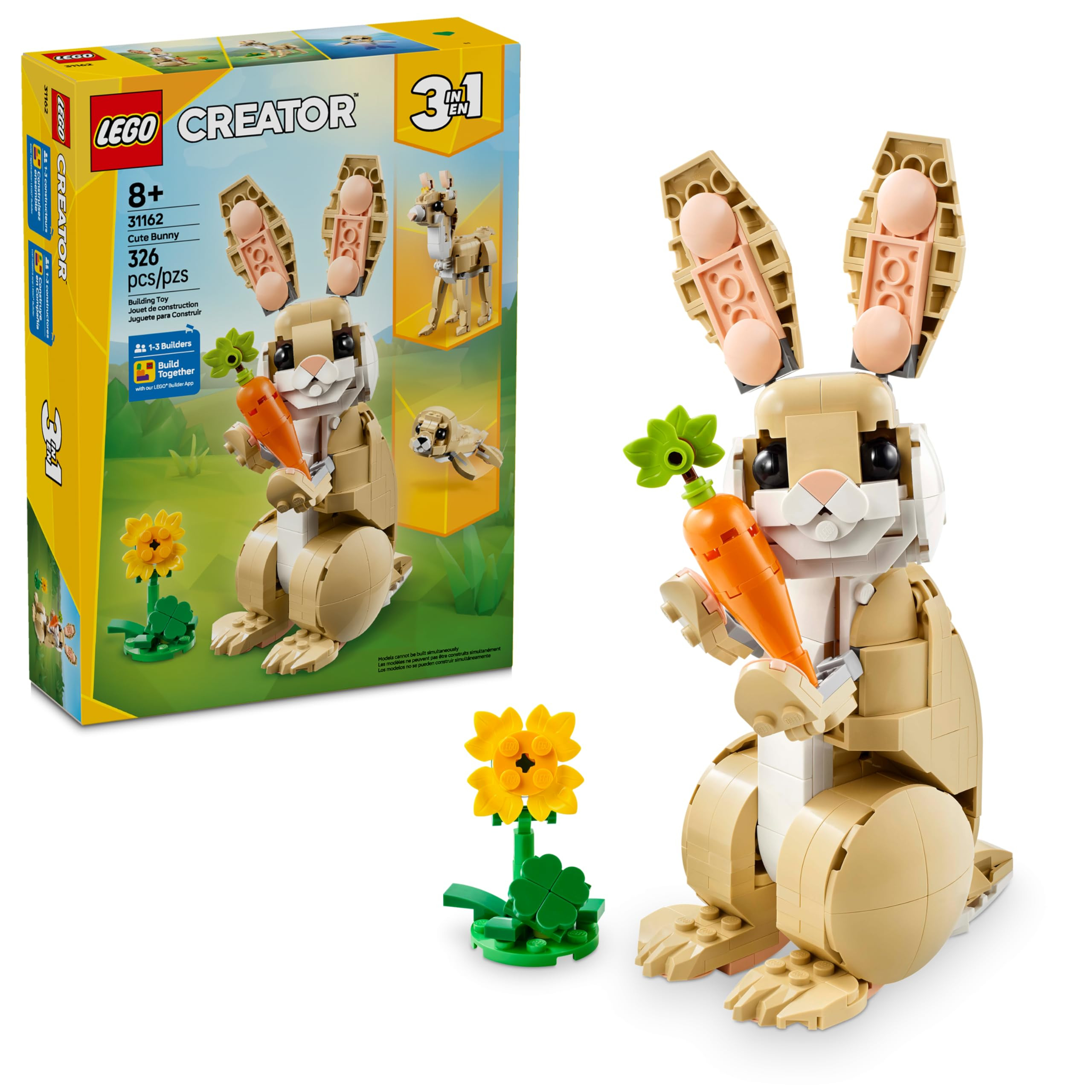 LEGO Creator 3 in 1 Cute Bunny Toy - Building Toy Set with 3 Build Options, Bunny, Seal, or Llama... | Amazon (US)