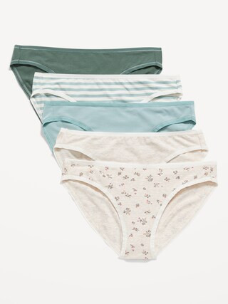 Mid-Rise Supima® Cotton-Blend Bikini Underwear 5-Pack for Women | Old Navy (US)