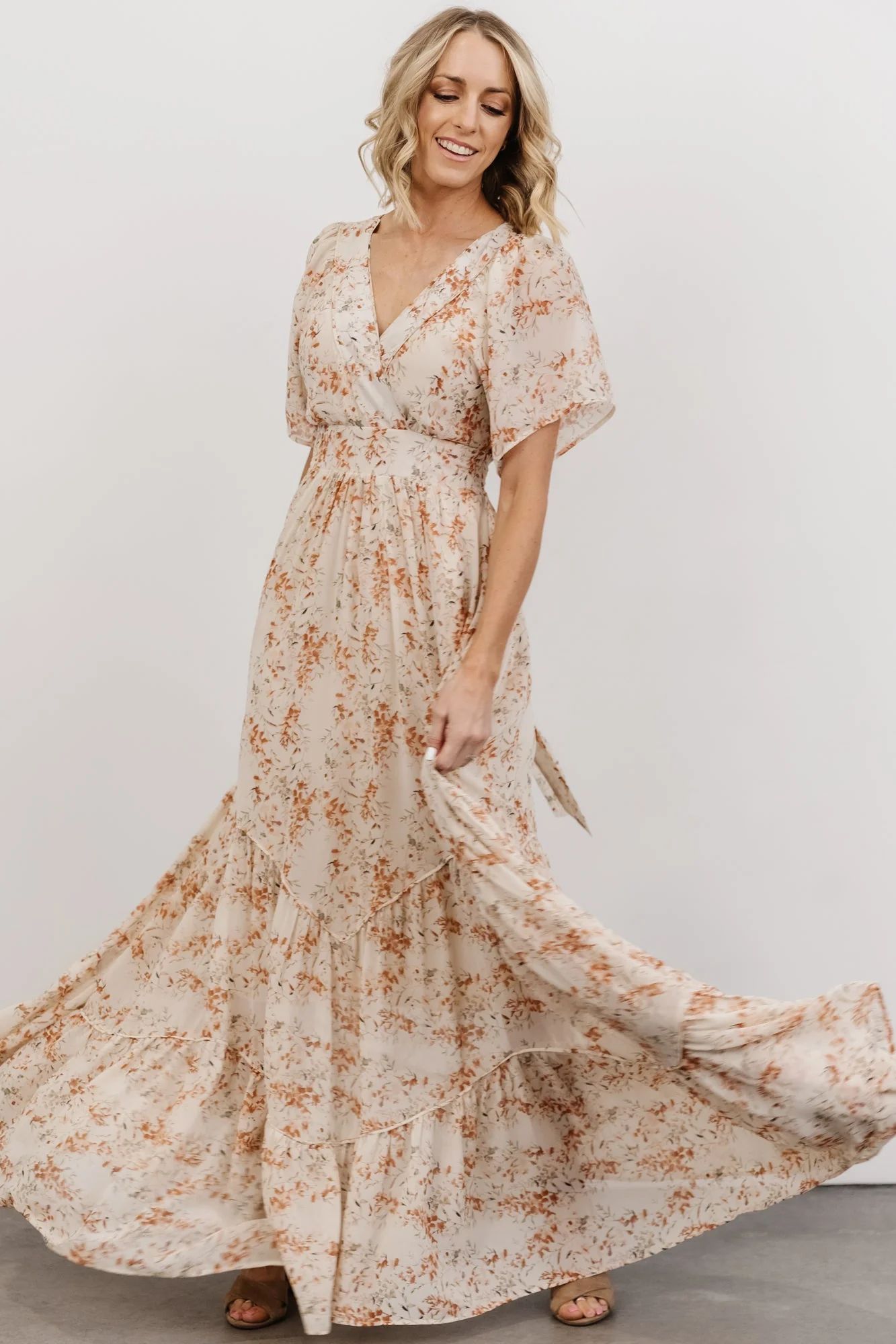 Katherine Maxi Dress | Cream + Rust Floral | Baltic Born