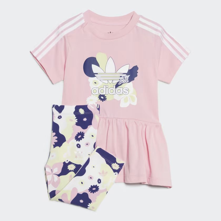 adidas Flower Print Dress and Tights Set - Pink | kids lifestyle | adidas US | adidas (US)