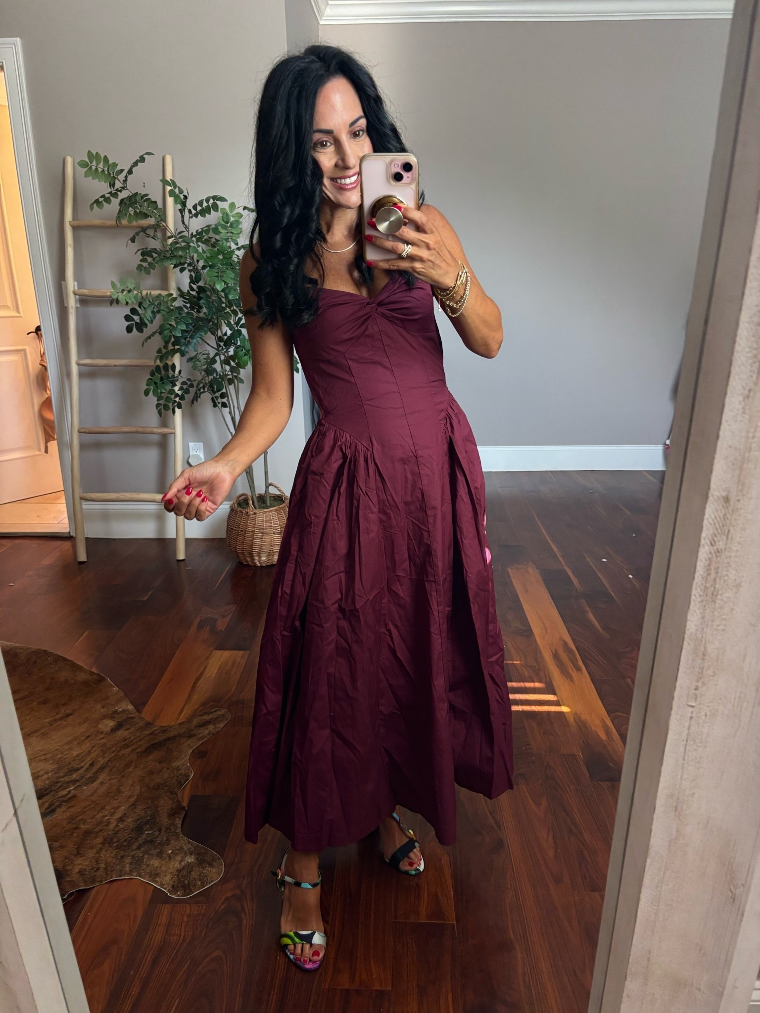 Pretty open back wine colored dress
Perfect for a wedding or special occasion! Has pockets

#LTKootd #LTKOver40 #LTKWedding