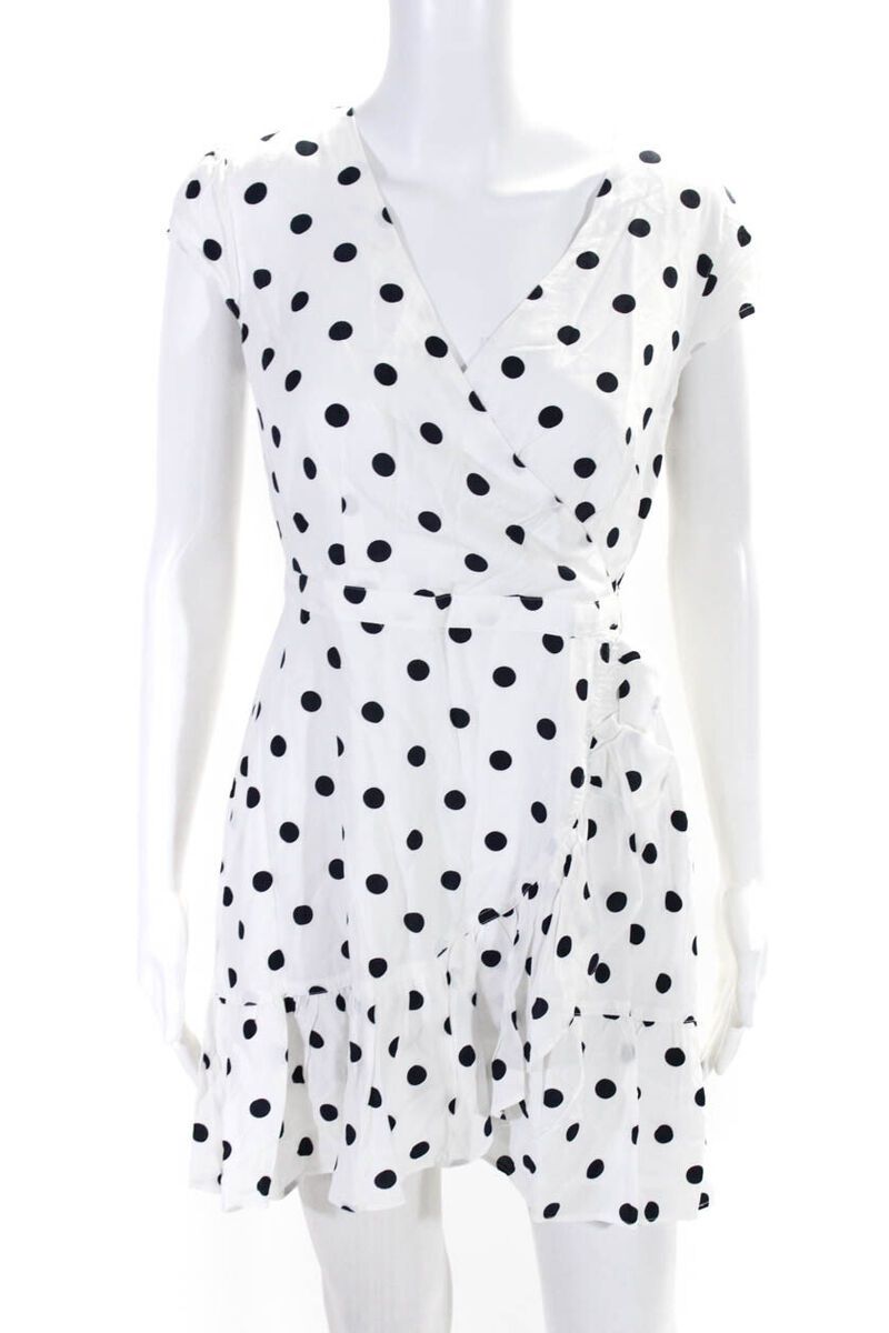 J Crew Womens Polka Dot V-Neck Short Sleeve Ruffled Sheath Dress White Size 6P  | eBay | eBay US