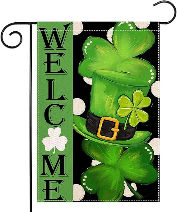 St Patricks Day Garden Flag - Happy St. Patrick's Day 12x18 Double Sided Yard Flag Shamrock Hat S... | Amazon (US)