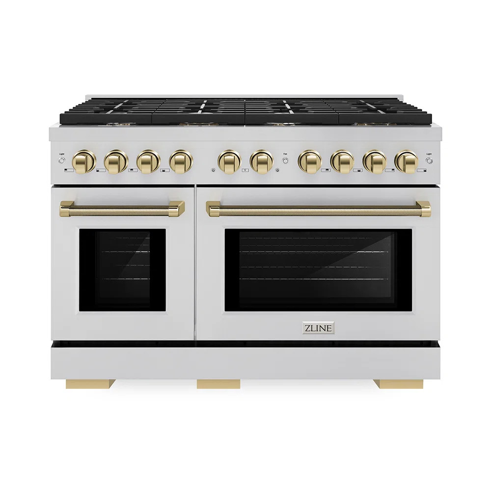 ZLINE Autograph 48 in. Paramount Gas Range in Stainless Steel with Polished Gold Helix Handles SG... | Wayfair North America