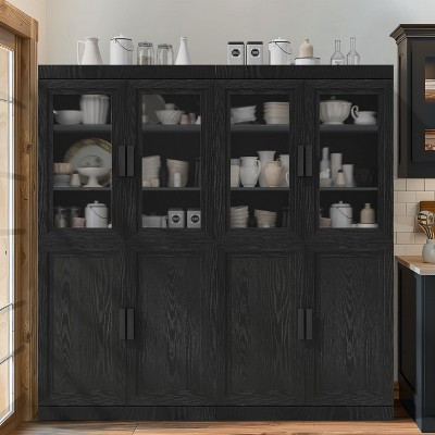 Dovelina Wood Decorative Storage Cabinets Modern Multipurpose Storage Cabinet with Doors - 62" × 62", Black | Target