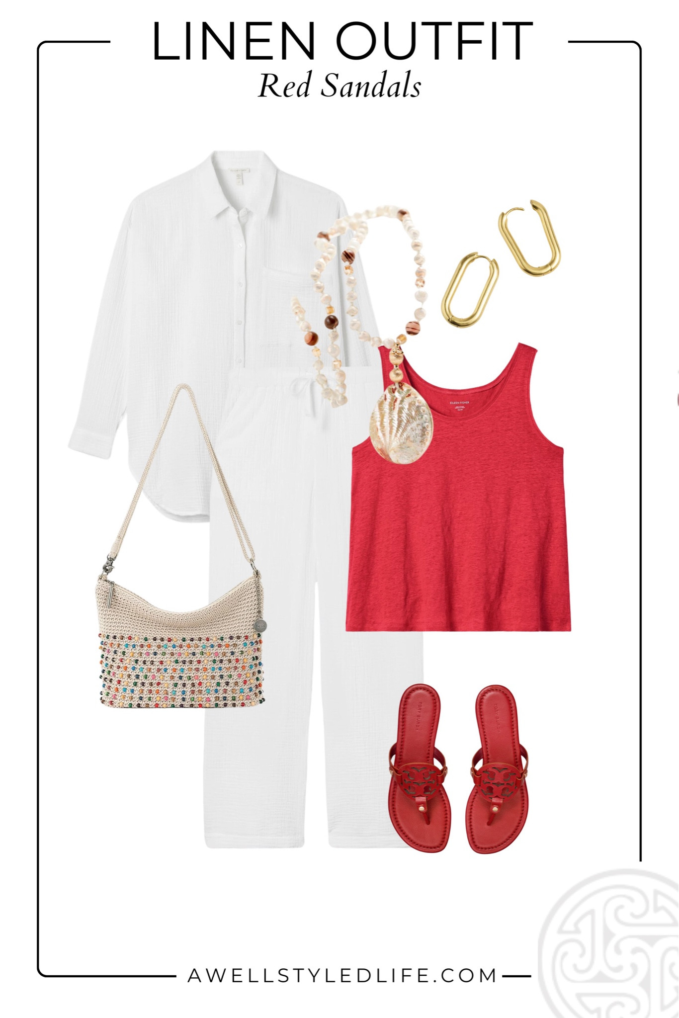 Summer Outfit Inspiration	

Ways to Wear Red Sandals 

#fashion #fashionover50 #fashionover60 #summerfashion #summeroutfit #eileenfisher #softsurroundings #jcrew #madewell #amazon #amazonfashion #toryburch #gauze #redsandals

#LTKStyleTip #LTKSeasonal #LTKOver40