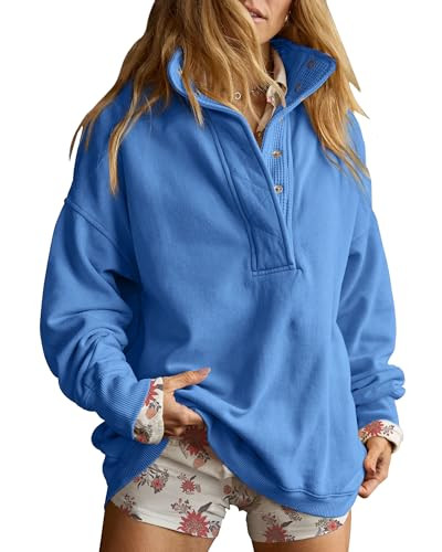 Gacaky Sweatshirt for Women Oversized Henley Neck Pullover Top Fall Outfits | Amazon (US)