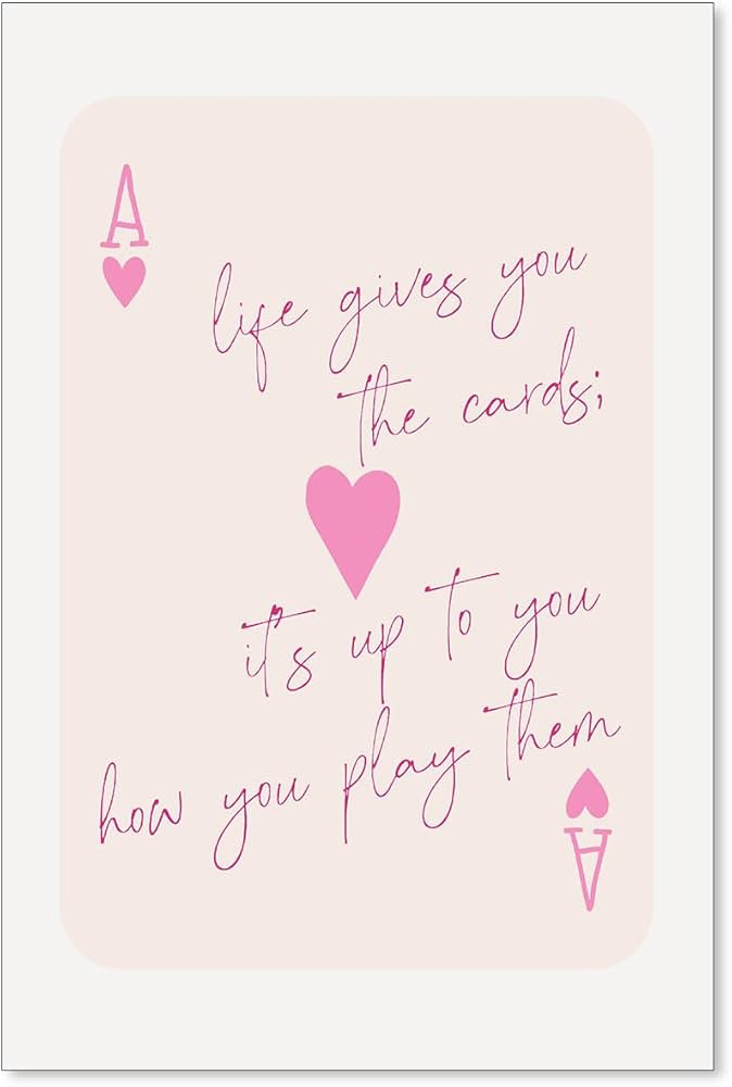 Pink Trendy Canvas Wall Art Ace of Hearts Lucky You Poster Retro Poker Print Cute Girly Pink Prep... | Amazon (US)