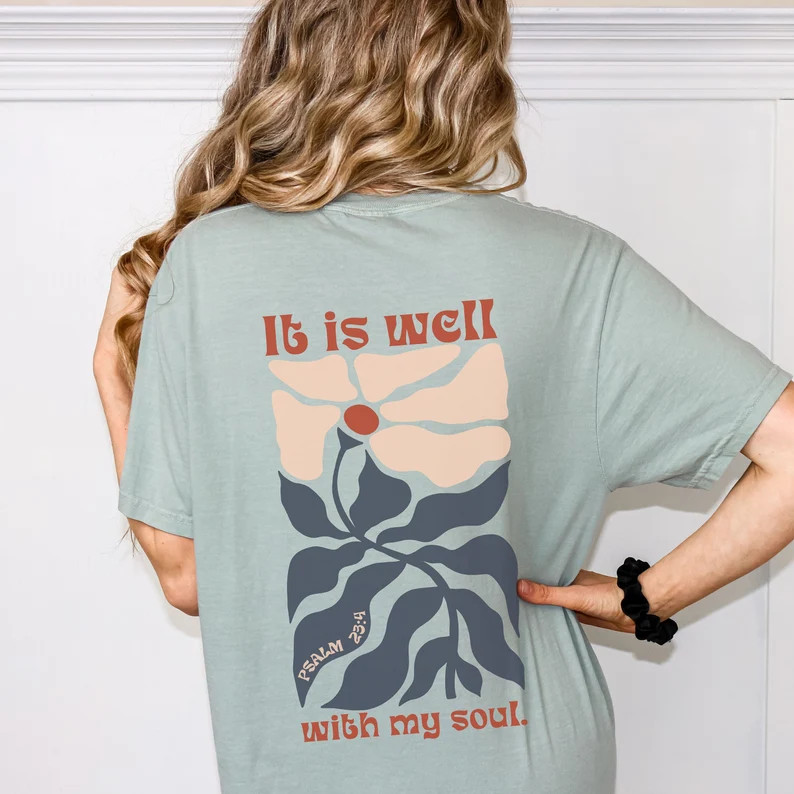 It is Well With My Soul Comfort Colors Christian Shirt Retro Floral Oversized Religious Tee - Ets... | Etsy (Global)