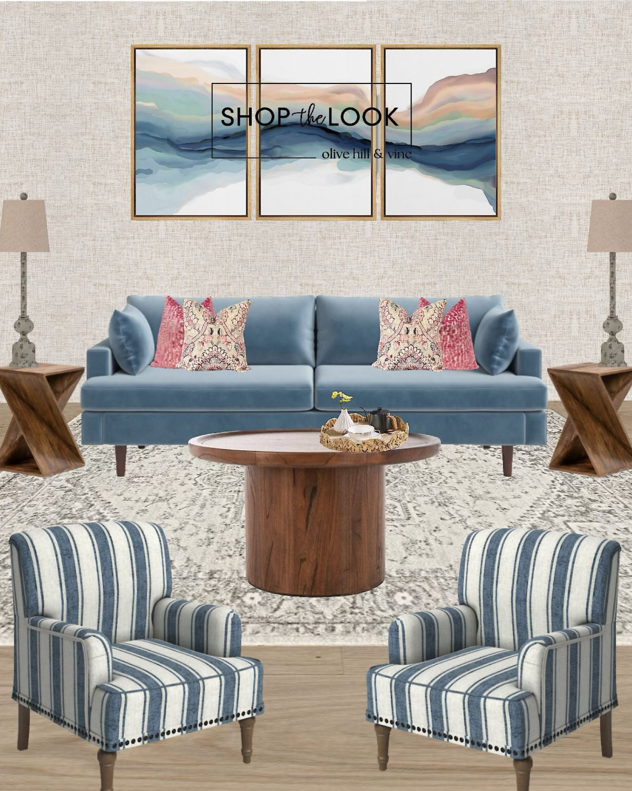 Create a living room that balances warmth with vibrant hues, blending rich browns, calming blues, and pops of pink. Our curated collection, featuring a retro blue velvet sofa and a chic pedestal coffee table, is ready for you to shop and bring this stylish look into your home. 

#LTKFamily #LTKHome #LTKStyleTip