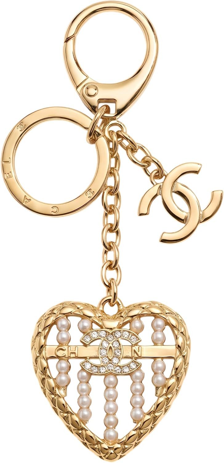Elegant Gold Keychain Pearl Crystal Bag Charm for Women Purse Handbag | Amazon (US)