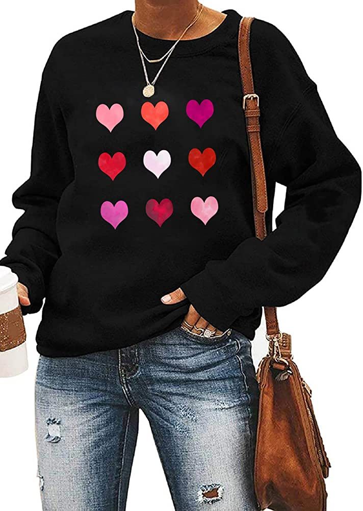 Yimoya Fleece Valentines Day Sweatshirt Womens Cute Leopard Love Heart Lollipop Pullover Tops Val... | Amazon (US)