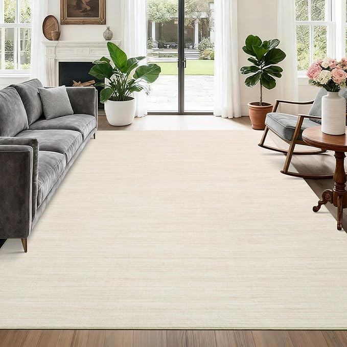 5x7 Washable Rugs Non Slip Minimalist Area Rug for Bedroom Soft Low Pile Solid Color Large Bedroo... | Amazon (US)
