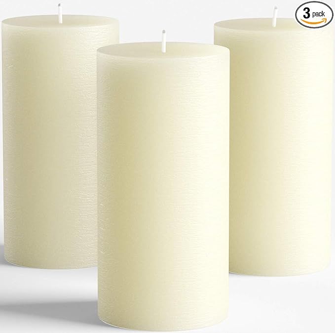 Set of 3 Pillar Candles 3" x 6" Unscented Handpoured Weddings, Home Decoration, Restaurants, Spa,... | Amazon (US)