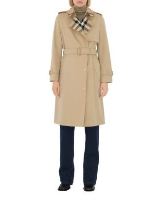 Long Check Collar Gabardine Trench Coat | Bloomingdale's (US)