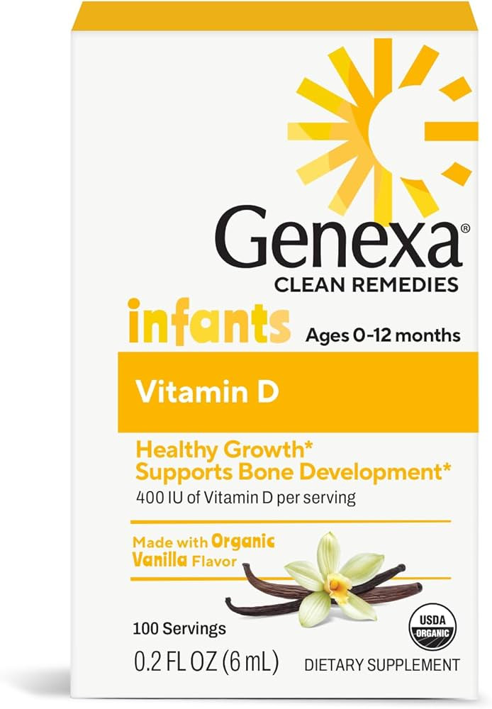 Genexa Infants’ Vitamin D Drops - 90 Servings - Promotes Healthy Growth - Certified Vegan, Orga... | Amazon (US)