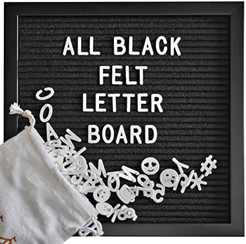 All Black Felt Letter Board Sign Board Letters White Precut 10x10 Inch Small, Changeable Letter Boar | Amazon (US)