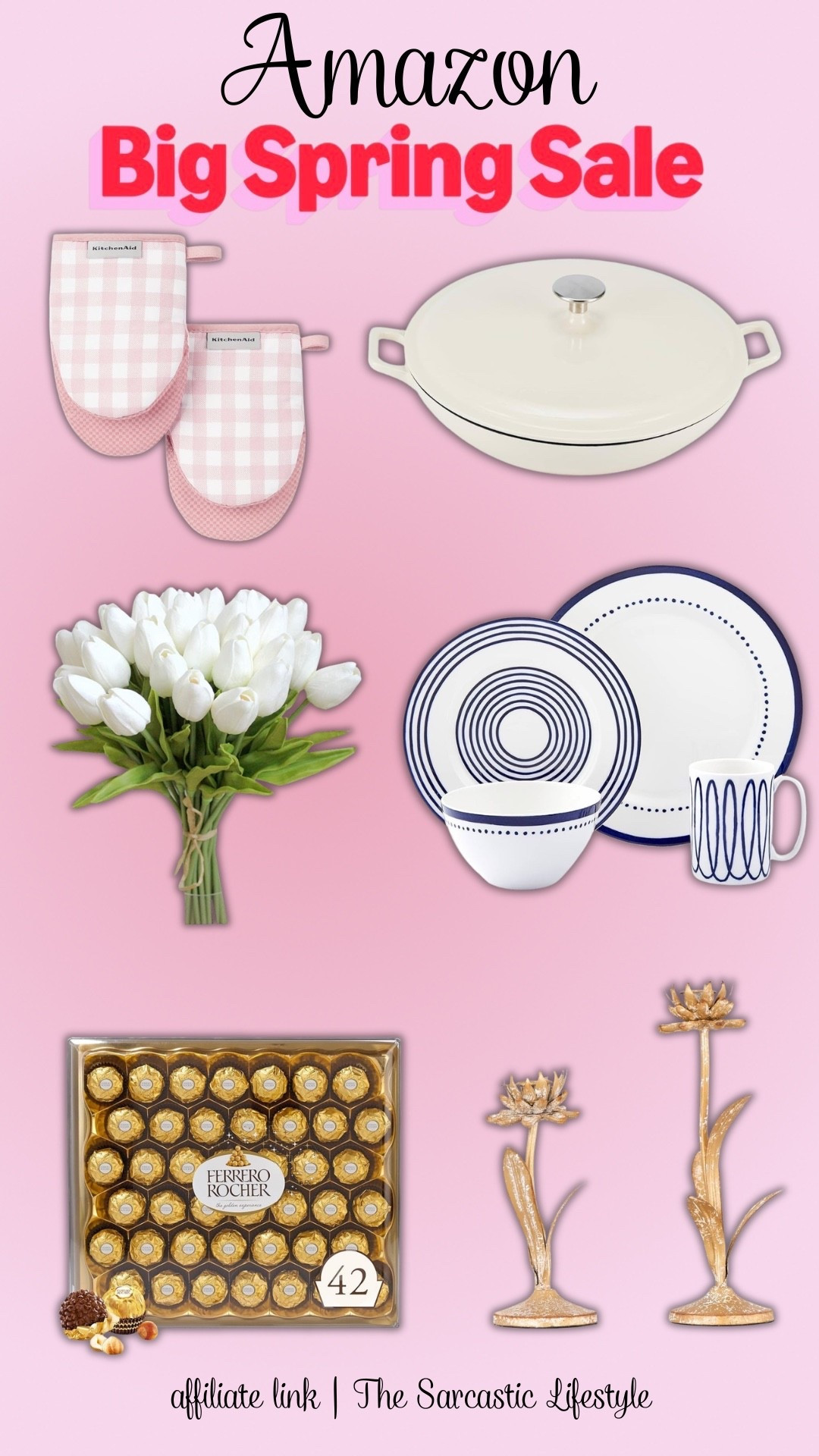 Amazon big spring sale!

Kitchen. Dinnerwear. Dishes. Faux tulips. Chocolate. Candle holders. Easter. Dutch oven. Cooking. Oven mitts. Gingham. 

#LTKSaleAlert #LTKHome