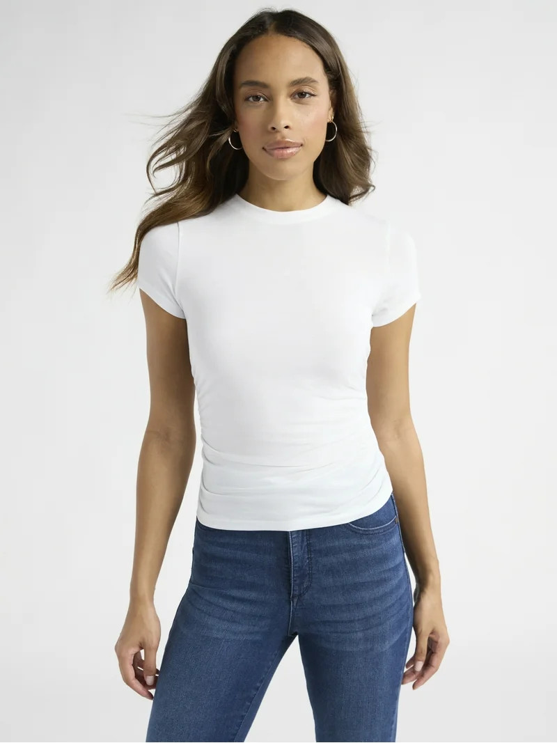 Sofia Jeans Women's and Women's Plus Ruched Side Tee with Short Sleeves, XS-4X | Walmart (US)
