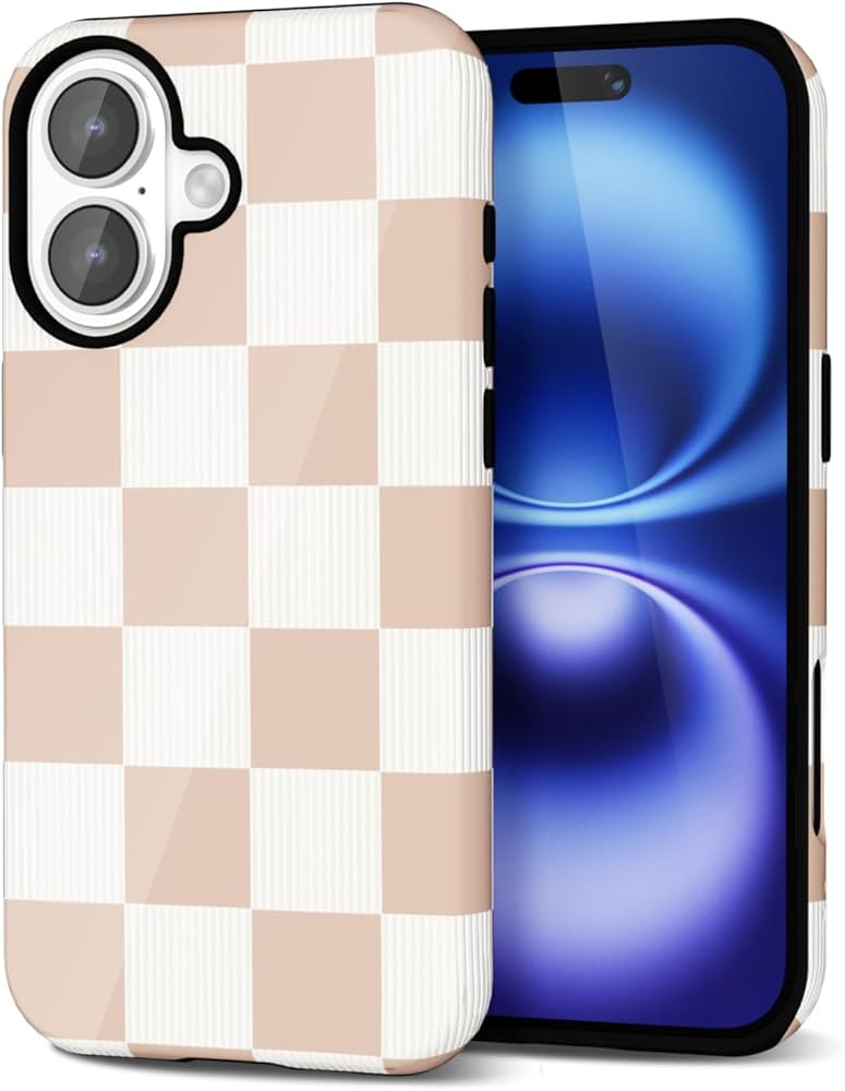 Checkered Phone Case for iPhone 16 Case Plaid Lattice, Girly Cute Checkerboard Case for Women, Ae... | Amazon (US)