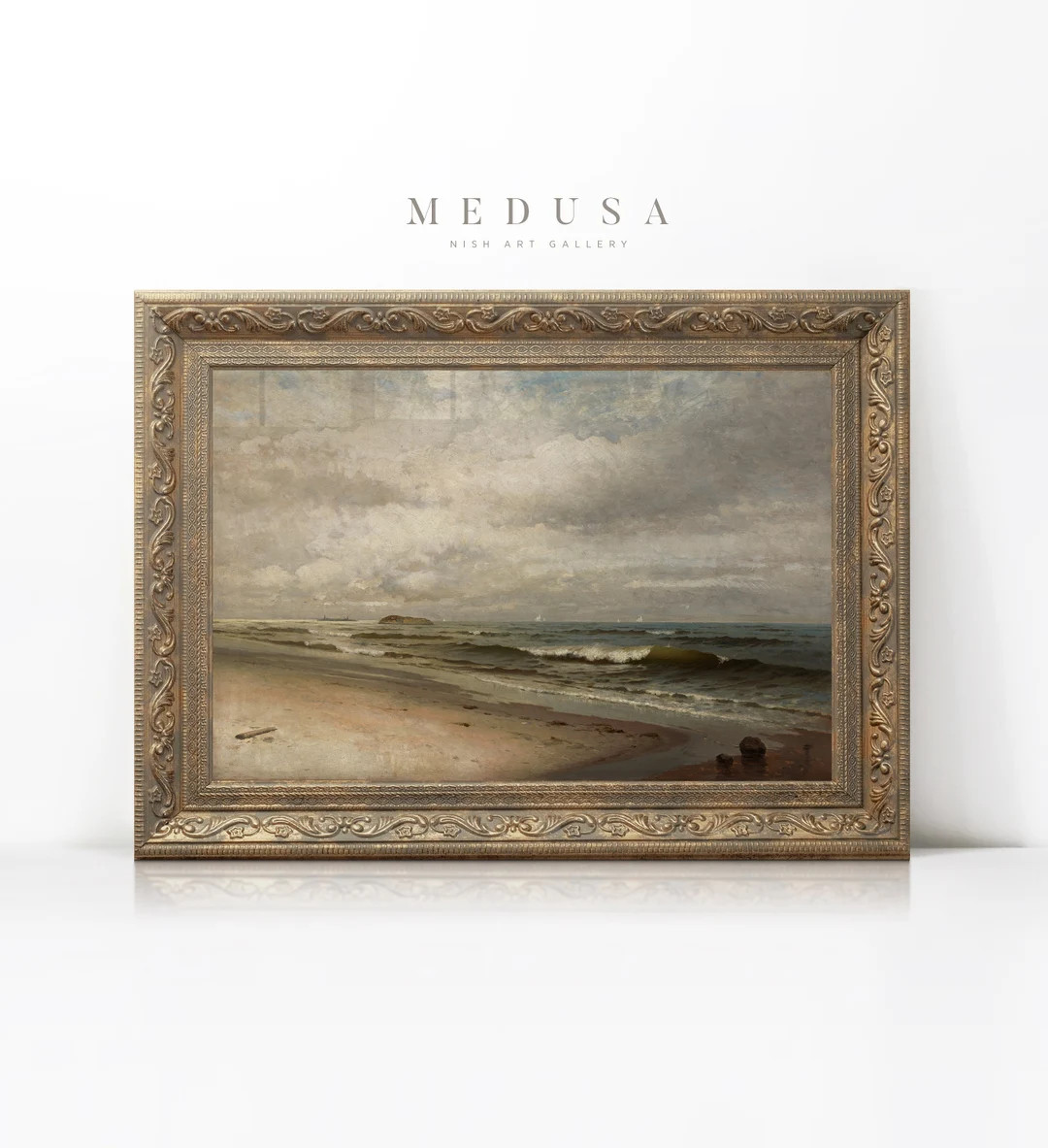 Vintage Art Print Gold Framed, Beach Decor, Vintage Seascape Coastal Painting, Ornate Gold Framed... | Etsy (US)