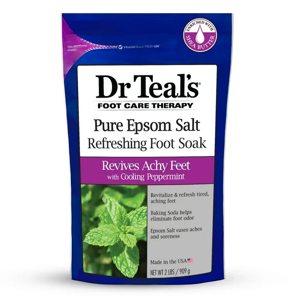 Dr Teal's Foot Care Therapy Pure Epsom Salt Refreshing Foot Soak with Cooling Peppermint, 2 lbs | Walmart (US)