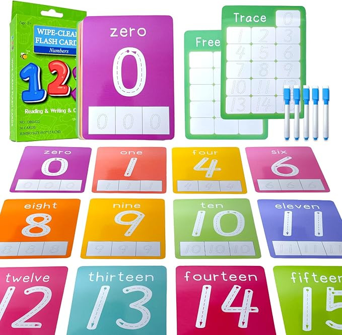Number Flash Cards for Toddlers with 5 Dry Erase Pens, Numbers 0-25/30-100 Preschool Fun Learning... | Amazon (US)