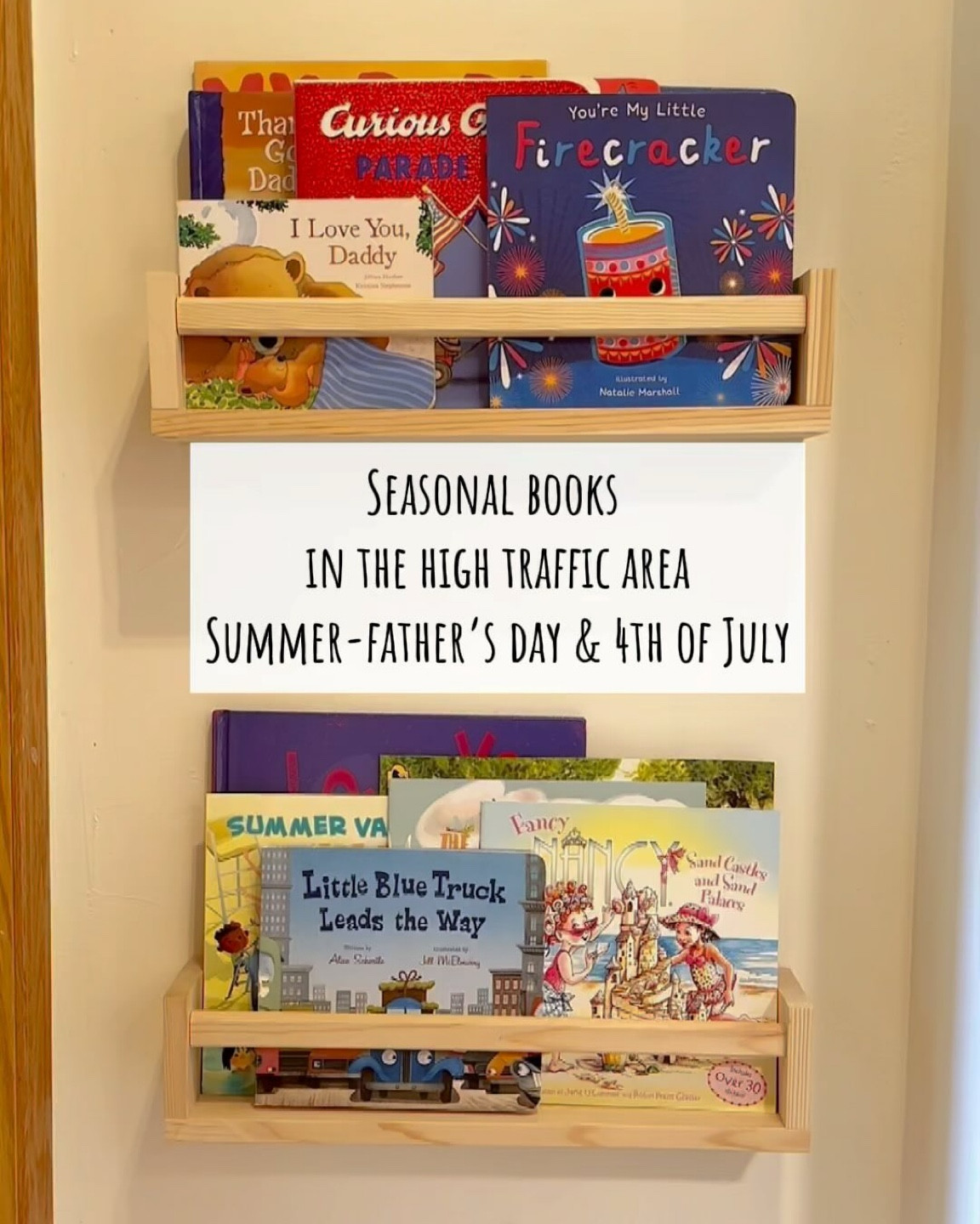 Summer Bookshelf: Each month we change out the books on our display shelf that is in a high traffic area (by the kids room & bathroom). Reading at home is huge with education levels in school- and gives them so much exposure to many topics-which is why we change it out seasonally. 
📚 please note I get many books from my kids scholastic order to help teachers- I’ve linked at other stores to give you access but please check if you can support schools, too!

#LTKSeasonal